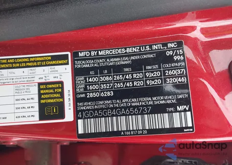 2016 Mercedes-Benz Gle 400 4Matic z USA, uszkodzony, nr VIN 4JGDA5GB4GA656737